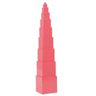 Rosa Turm aus 10 rosa Massivholzkuben