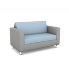 Betzold LoungeFlex Sofa, 2-Sitzer, Farbe Sitzfl�che: KL EDENFree ED-493 Azur, Seitenteile: Newlife Eco Hellgrau