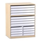 Flexeo� Papier- und Bilderschrank, Ahorn honig, 8 gro�e Ausz�ge, 8 kleine Ausz�ge unten