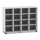 Flexeo Regal, Dekor grau, 4 Reihen, 16 Fcher, HxBxT: 98 x 130,7 x40,8 cm, Rollen