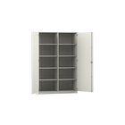 Flexeo Hochschrank wei 10 Fcher, 2 Tren, HxBxT: 190x126,4x50 cm, Bogengriff mit Schloss