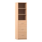 Flexeo Hochschrank mit Sockel, Buche hell, HxBxT: 190 x 48,1 x 40 cm, 3 groe Schubladen