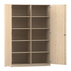 Flexeo Schrank, Ahorn honig, 10 Fcher, Mittelwand, 2 Tren, Bogengriff mit Schloss, Breite 126,4 cm, Tiefe 60cm