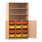 Flexeo Halbtrenschrank Buche hell 190 x 108,1 x 50 cm, 12 groen Boxen orange-gelb