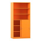 Flexeo Schiebetrenschrank, Dekor Orange, 6 Fcher, 2 Tren unten, Schloss, 58cm tief