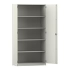Flexeo Hochschrank mit 5 groen Fchern und Tren, wei, HxBxT 94,4 x 190 x 50 cm, Bogengriff mit Schloss