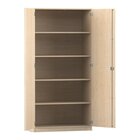 Flexeo Hochschrank mit Drehtren, Ahorn honig, 4 Fachbden, 60 cm tief, Schloss