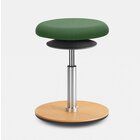 Lffler ERGO TOP Hocker 42-57 cm, Stoff grn A65 mit Bodenwippe Buche natur, Sitzflche 37 cm, Gasfeder Alu poliert