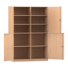 Flexeo Halbtrenschrank mit 10 Fchern und 4 Halbtren, Buche hell, Tiefe 60 cm