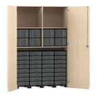 Flexeo Garagenschrank mit 2 Fchern, 4 Rollcontainern und 40 Boxen, Ahorn honig, Schloss, HxBxT: 190 x 126,4 x 50 cm