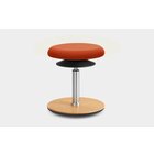 Lffler ERGO TOP Hocker 42-57 cm, Wollstoff orange mit Bodenwippe Buche natur, Sitzflche 37 cm, Gasfeder Alu poliert