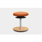 Lffler ERGO TOP Hocker 42-57 cm, Kunstleder orange mit Bodenwippe Buche natur, Sitzflche 37 cm, Gasfeder Alu poliert