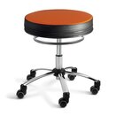 Sanus-Hocker, 35-41 cm, Kunstleder orange/schwarz, mit Rollstopp
