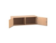 Flexeo Aufsatzschrank, Buche hell, 2 Tren, Anschlag links,  H: 41,4 cm B: 126,4 cm T: 60 cm, Bogengriff mit Schloss