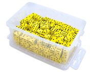 Fl�sterw�rfel, gelb, 19 mm, mit Augen, 200 St�ck in Box