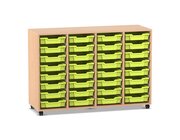 Flexeo Regal PRO, HxBxT: 99.1 x 143.9 x 48 cm, mit 4 Reihen und 32 kleinen Boxen Dekor Buche hell, Stellfe, Boxen hellgrn