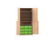 Flexeo Bastelschrank Julia, Buche hell, 9 groe Boxen, 9 Fcher, Schloss, BxHxT: 94,4x143,9x48 cm