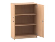 Flexeo Schrank mit Drehtren, Buche hell, 3 Ordnerhhen, HxBxT: 115,3x80x42, Bgelgriff eckig mit Schloss