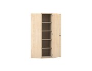 Flexeo Eckschrank, Ahorn honig, 4 Fachbden, HxT 190 x 60 cm, Bogengriff mit Schloss