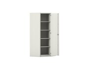 Flexeo Eckschrank, wei, 4 Fachbden, HxT 190 x 50 cm, Bogengriff mit Schloss