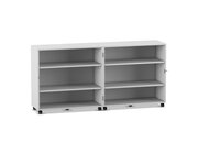 Flexeo Klapp-Wagen, grau, fahrbar, 4 Fachbden. HxBxT 92,3x94,7x81,6 cm