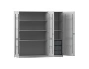 Flexeo Musikschrank grau, HxBxT: 190 x 190,5 x 60 cm, 6 groe Boxen transparent, Bogengriff mit Schloss