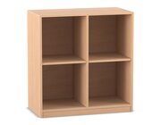Flexeo® Regal Buche hell, 4 Fächer, Sockel, 99,1 x 94,4 x 38 cm