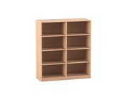 Flexeo Regal, Buche hell, 2 Reihen, 8 Fcher, mittelhoch, HxBxT: 126,4x143,9x48 cm