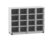 Flexeo Regal, Dekor grau, 4 Reihen, 16 Fächer, HxBxT: 98 x 130,7 x40,8 cm, Rollen