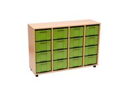 Flexeo Regal, Ahorn honig, 4 Reihen, 16 groe treeNside Boxen grn, HxBxT 93x131x41 cm, Rollen
