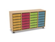 Flexeo Regal, Buche hell, HxBxT: 72,3 x 130,7 x 40,8 cm, 24 kleine Boxen bunt, Stellfe