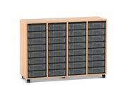Flexeo Regal Buche hell, HxBxT: 92,3 x 130,7 x 40,8 cm, 4 Reihen, 32 kleine Boxen transparent, Stellfe