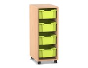 Flexeo Regal PRO, Buche hell, HxBxT: 99,1x37,7x48 cm, 4 gro�e Boxen hellgr�n, Stellf��e