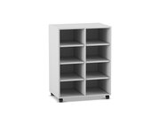 Flexeo Hochregal PRO grau, HxBxT: 99,1 x 73,1 x 48 cm, 2 Reihen, 8 Fcher, mit Rollen