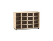 Flexeo Regal PRO, 4 Reihen, 16 Fcher, H x B x T: 99,1 x 143,9 x 48 cm, Ahorn honig, Sockel