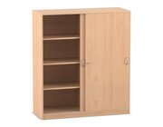 Flexeo Schiebetrenschrank Buche hell, 8 Fcher, Mittelwand, BxHxT 126,4 x 143,9 x 48cm