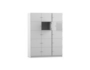 Flexeo Schliefachschrank, Dekor grau, 15 geschlossene Fcher, HxBxT: 190x142,5x50 cm, Transchlag rechts