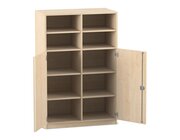 Flexeo Halbtrenschrank, Ahorn honig mit 10 Fchern und 2 Halbtren, HxBxT: 143,9x94,4x40 cm, Bogengriff mit Schloss