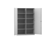 Flexeo Hochschrank grau 10 Fcher, 2 Tren, HxBxT: 190x126,4x50 cm, Bogengriff mit Schloss