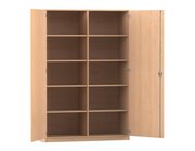 Flexeo Schrank, Buche hell, 10 Fcher, Mittelwand, 2 Tren, Bogengriff mit Schloss, HxBxT: 190 x 126,4 x 40 cm