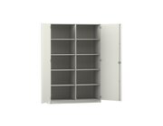 Flexeo Hochschrank wei 10 Fcher, 2 Tren, HxBxT: 190x126,4x50 cm, Bogengriff mit Schloss