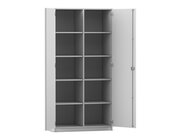 Flexeo Hochschrank grau, Mittelwand, 2 Tren, HxBxT: 190 x 94,4 x 50 cm, Bogengriff mit Schloss