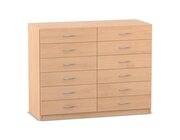 Flexeo Schrank mit 12 kleinen Schubladen, Buche hell, HxBxT: 99,1 x 126,4 x 50 cm