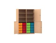 Flexeo Halbtrenschrank Buche hell, HxBxT: 190 x 126,4 x 50 cm, 16 Boxen bunt, Dreholive