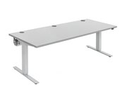 Flexeo Schreibtisch 200 x 80 cm, Dekor grau, elektrisch hhenverstellbar 63 bis 129 cm