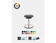 Lffler ERGO TOP Hocker 42-57 cm, Stoff C26 Platin mit Bodenwippe Riffelblech, Sitzflche 37 cm, Gasfeder Alu poliert