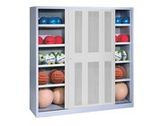 C+P Lochblech Ballschrank HxBxT: 195x160x40 cm, mit Schiebetren lichtgrau