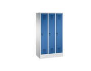 Schliefachschrank mit groen Tren, drei Fcher, Hhe 160 cm, enzianblau RAL 5010