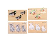 Holz-Puzzle 4er Set: Ente, Hase, Katze, Frosch