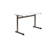 Zweier-Schlertisch, L-Fu, Hhe 76 cm, Gestell/Tischplatte lichtgrau, 130x55 cm, ABS-Kante